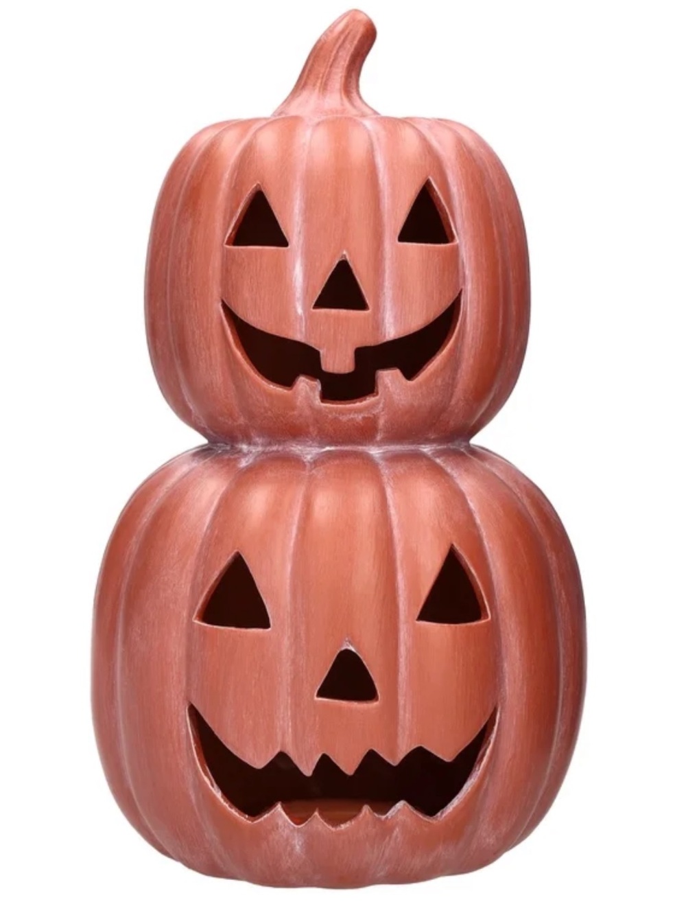Ceramic Stacked Jack-o'-Lantern ,Terracotta Fall/Halloween Decoration, 11.25"